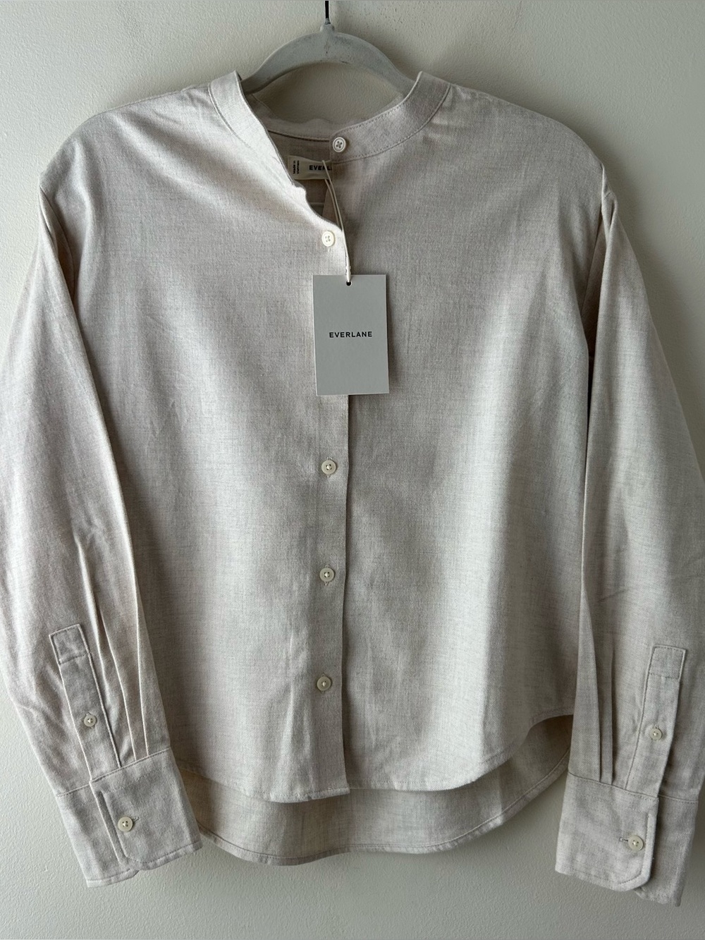 Everlane 100% Organic Cotton Flannel Shirt Button Up Heathered Oat XS - Picture 7 of 12